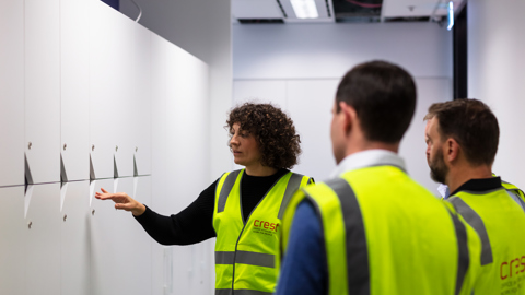 Crest Interiors team meeting at a site inspection
